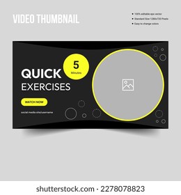 Video creator thumbnail cover banner template design for fitness tips and tricks, vector file format