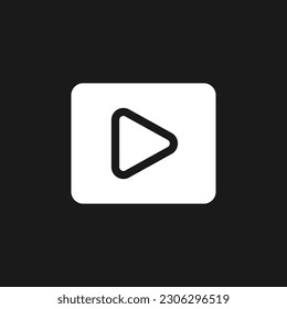 Video dark mode glyph ui icon. Record and play. Simple filled line element. User interface design. White silhouette symbol on black space. Solid pictogram for web, mobile. Vector isolated illustration