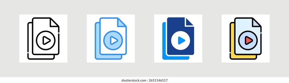 Video Conjunto de Colección de iconos de datos de varios estilos
