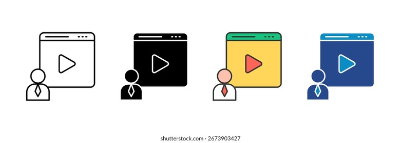 Video Demo Icon Set Colección de estilos múltiples