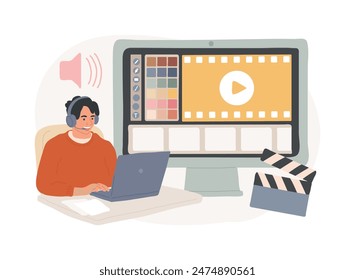 Video design isolated concept vector illustration. Video editing software, projection design course, scenic designer service, professional freelance editor, post production vector concept.