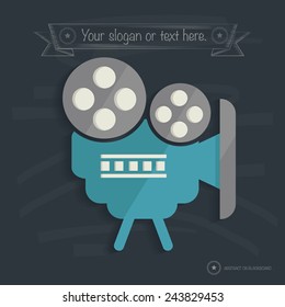 Video design on blackboard background,clean vector