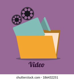 Video design over purple background, vector illustration