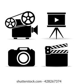 Video device icons set isolated on white background