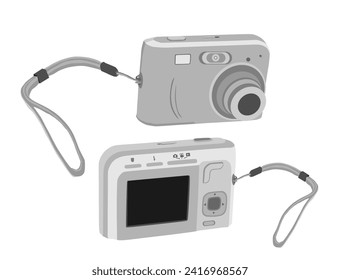 Video digital camera vector illustration isolated on white background. Technology electric gadget for image and video footage. Instant photography maker.