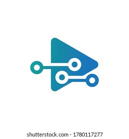 Video Digital Logo Design Template. Triangle technology icon. Stock illustration