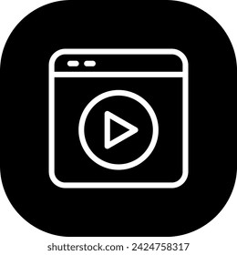 Icono de marketing digital de video con estilo de contorno de línea rellena negra. video, en línea, reproducir, multimedia, película, web, internet. Ilustración vectorial