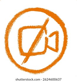 Video Disabled Icon Crayon Chalk Drawing Vector