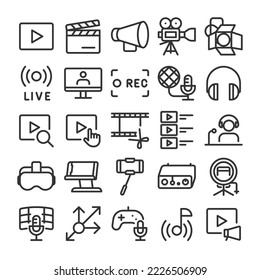 Video distribution production icon set