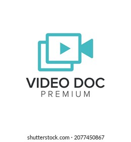 plantilla vectorial de icono de logotipo de documento de vídeo