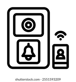 Video doorbell icon line style transparent