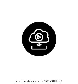 Video download icon in black round style. Vector icon pixel perfect