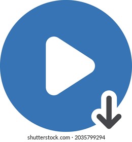 icono de color de glifo vectorial de descarga de vídeo