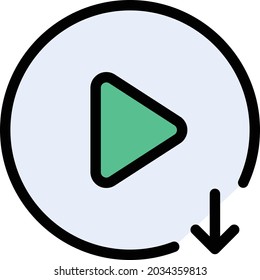 video download vector line colour icon