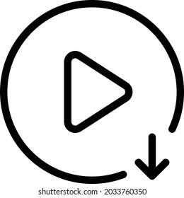 Video Download Vector Thin Line Icon