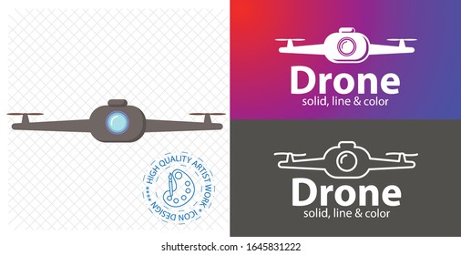 video drone flat icon. line icon