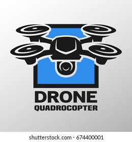 Video drone quadrocopter logo, emblem.