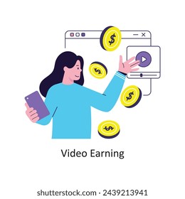 Video Earning flat style design vector stock illustrations.