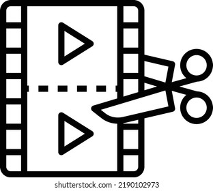 Edición de vídeo en la ilustración de un pictograma de color plano glifo