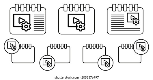 Video edit vector icon in calender set illustration for ui and ux, website or mobile application