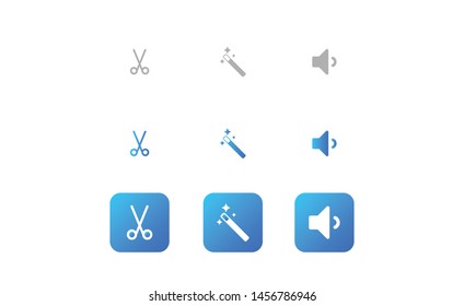 Video editing app icon set