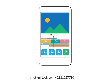 video editing application.  App video editing display on Smartphone.