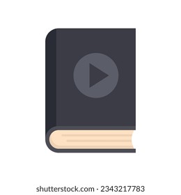 Vector plano del icono del libro de edición de vídeo. Educación de audio. La foto aprende aislado