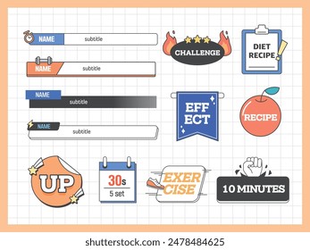 Video editing caption speech bubble set 