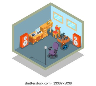 Video editing concept banner. Isometric banner of video editing vector concept for web, giftcard and postcard