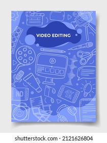 video editing concept with doodle style for template of banners, flyer, books, and magazine