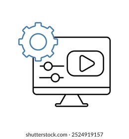 video editing concept line icon. Simple element illustration. video editing concept outline symbol design.