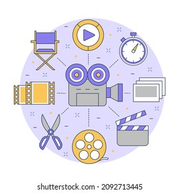 Video editing elements illustration vector design