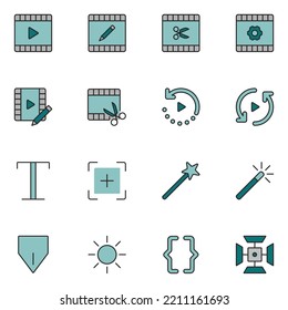 Video Editing Filled Line Icon Set