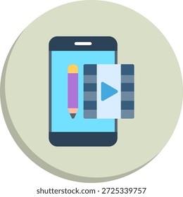 Video Edición de icono de estilo de círculo plano