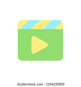 Icono de ui de edición de vídeo a color plano. Proceso de producción. Creación de contenido visual. Editar material. Elemento simple relleno para la aplicación móvil. Pictograma sólido colorido. Ilustración RGB aislada por vectores