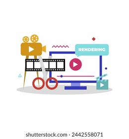 Video editing flat design illustration