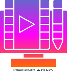 Video Editing Glyph Gradient Vector Icon Design