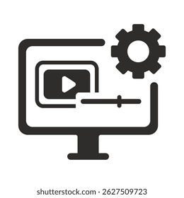 Icône de modification de Vidéo, symbole de caméra, illustration vectorielle à plat sur fond blanc