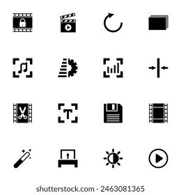 Video Editing icon - Expand to any size - Change to any colour. Perfect Flat Vector Contains such Icons as film, movie, editor, clip, multimedia, camera, clapper, magic, music, photography, player