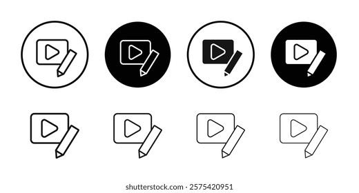 Video editing icon Isolated flat vector in outline