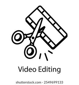 Ícone de edição de vídeo em estilo linear 
