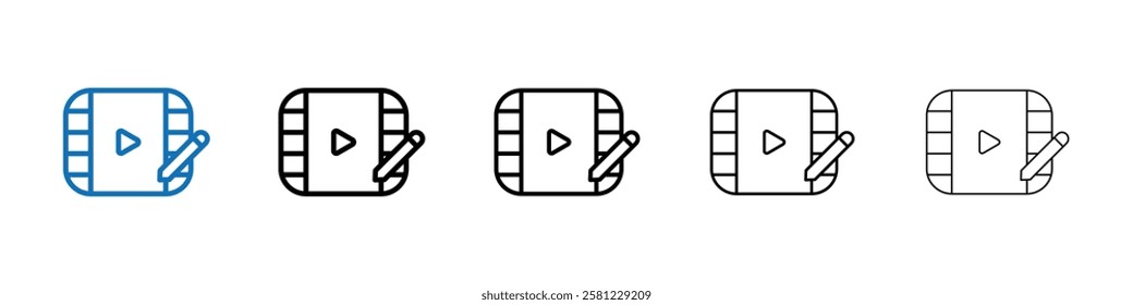 Video editing icon Outline vector logo for web ui
