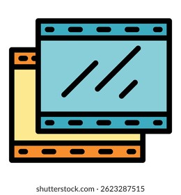 Video editing icon. Outline video editing vector icon color flat isolated