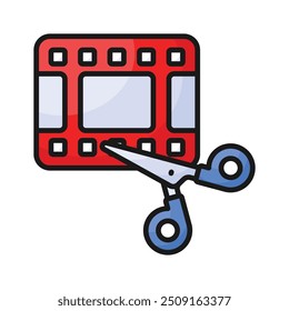 A video editing icon represents software features used for cutting, arranging, and enhancing video footage.