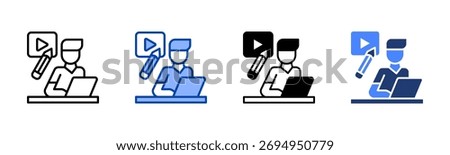 Video Editing icon set multiple style collection