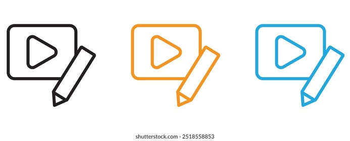 Video editing icon Thin line illustration set
