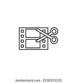 Video editing icon Thin line art isolated