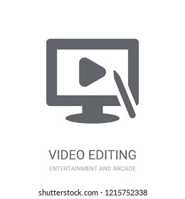 Video editing icon. Trendy Video editing logo concept on white background from Entertainment and Arcade collection. Suitable for use on web apps, mobile apps and print media.