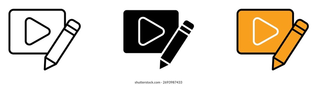 Video editing icon vector. online tutorial, video content symbol. vector illustration.
