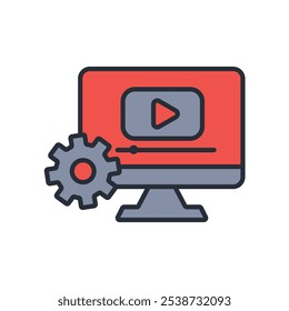 video editing icon. vector.Editable stroke.linear style sign for use web design,logo.Symbol illustration.